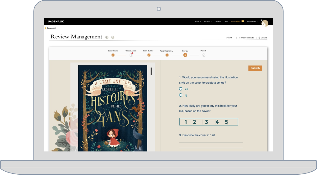 laptop with review management screen