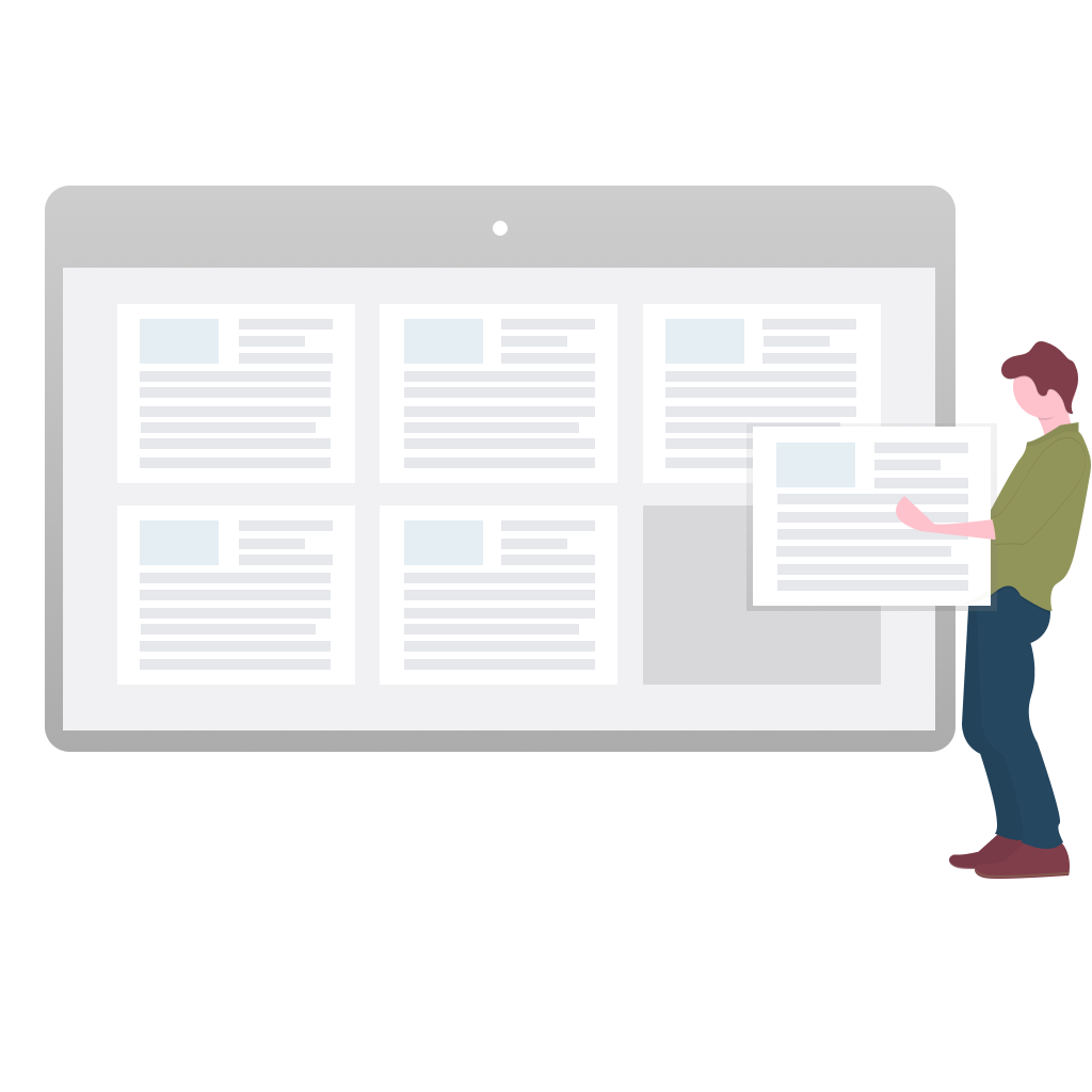 man arranging a page