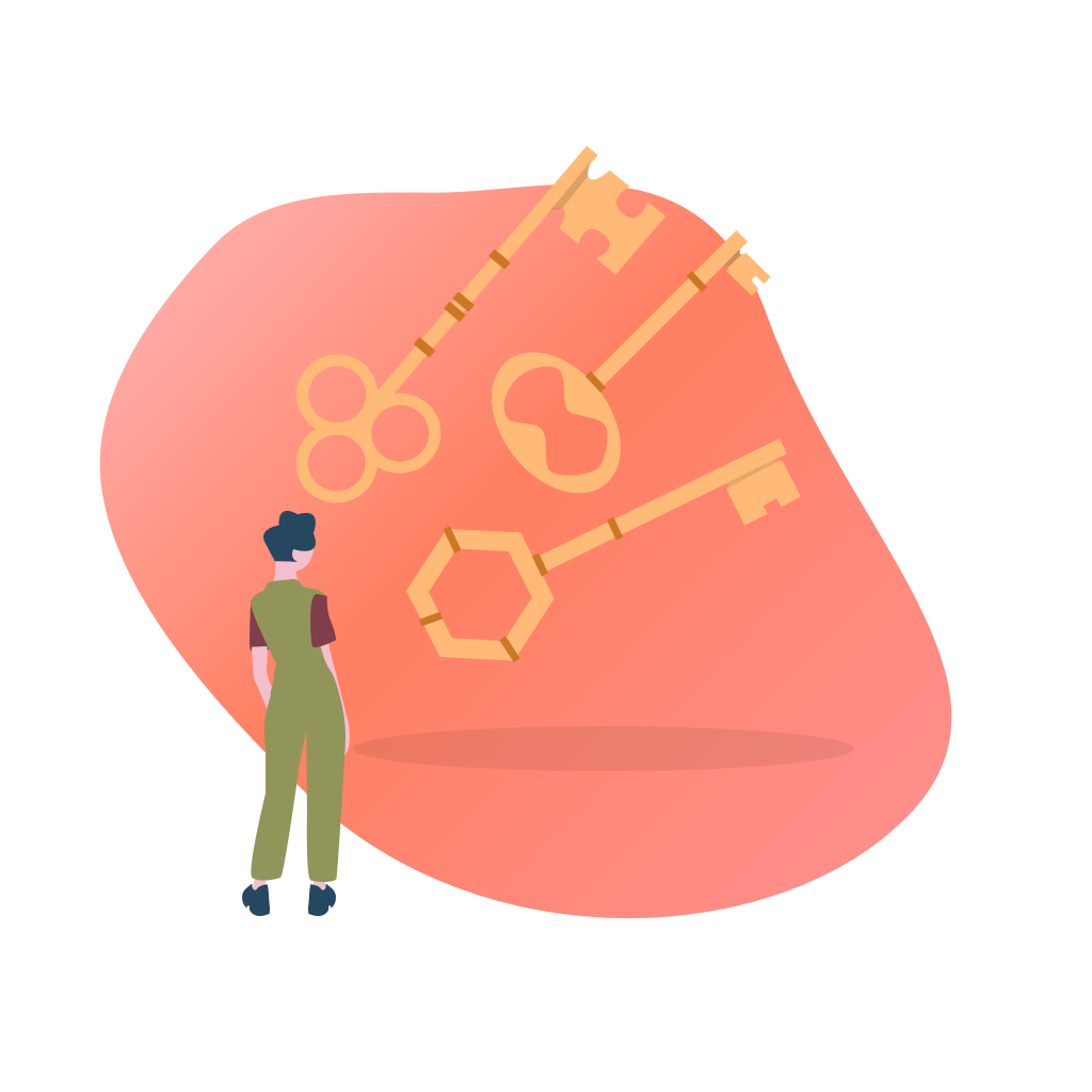 girl standing and finding a key