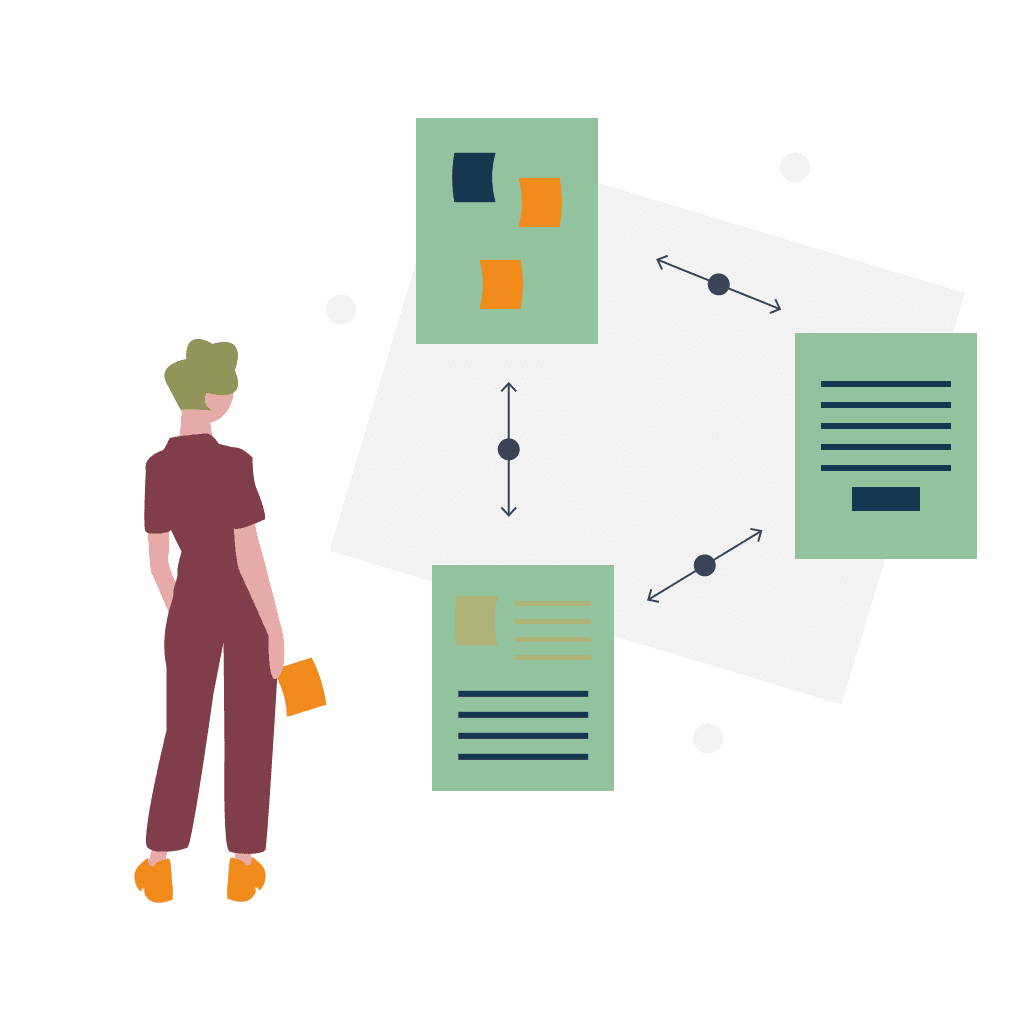 girl standing and designs a page