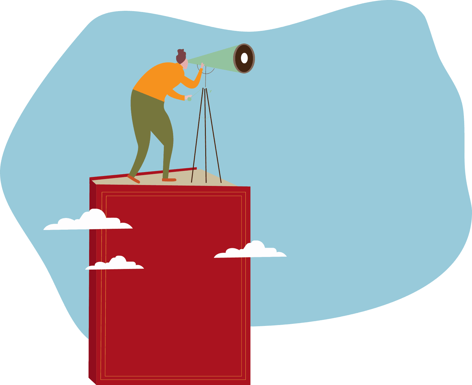 man standing on top of the book