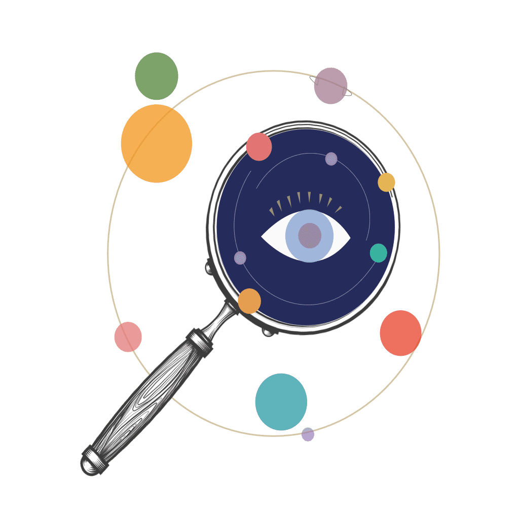 magnifying glass with eye