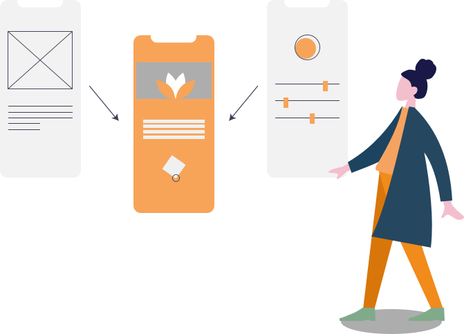 girl standing and designing